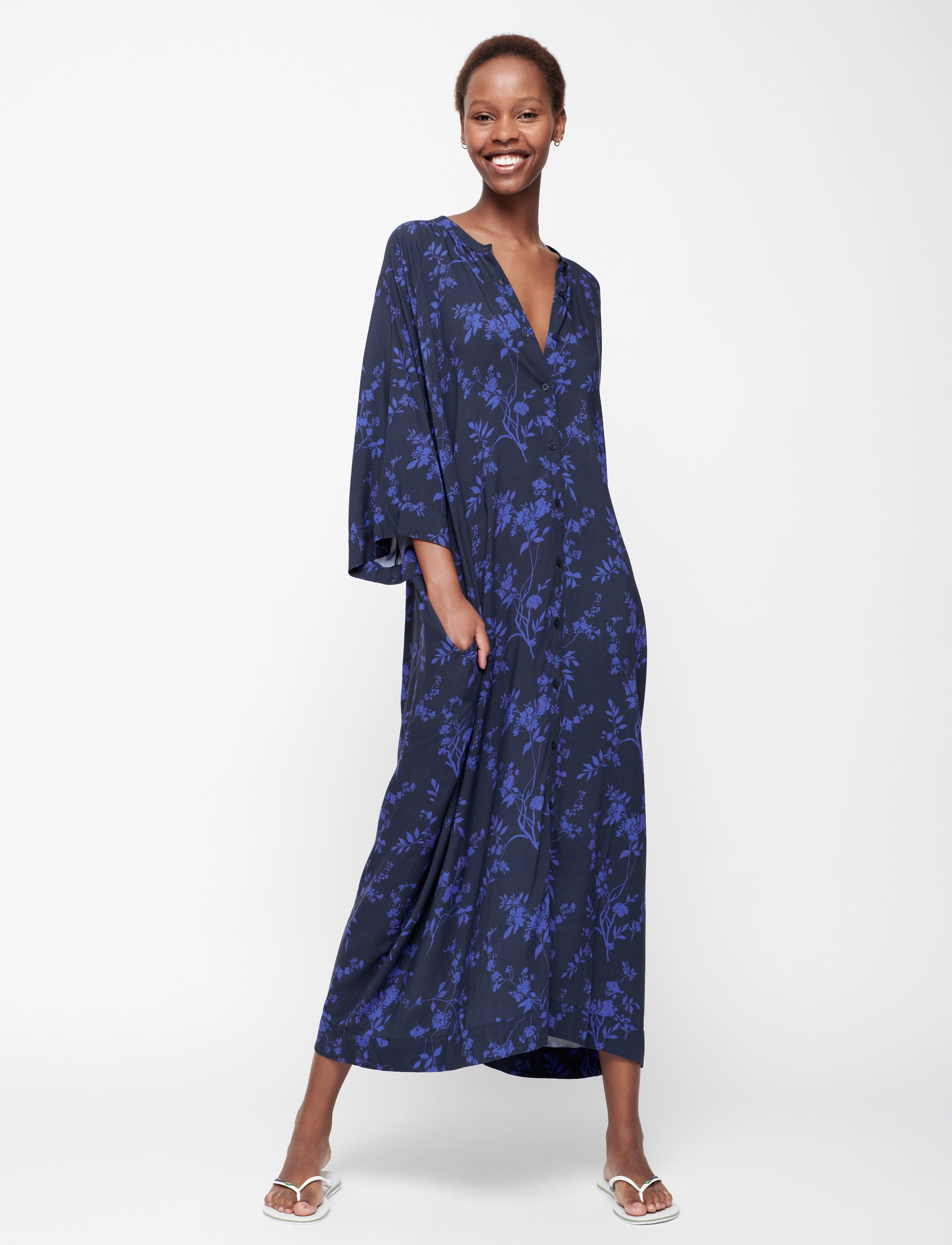 Moshi Moshi Mind - sunset kaftan navy flower - navy flower - 2