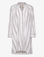 fortune dress dobby stripe - WHITE / SAGE GRAY
