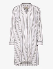 Moshi Moshi Mind - fortune dress dobby stripe - skjortklänningar - white / sage gray - 0
