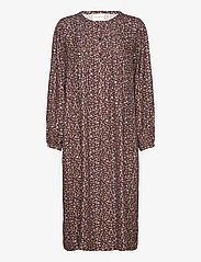 Moshi Moshi Mind - grape dress brown flower - sukienki do kolan i midi - brown / blue - 0