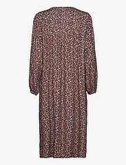 Moshi Moshi Mind - grape dress brown flower - midi kjoler - brown / blue - 1