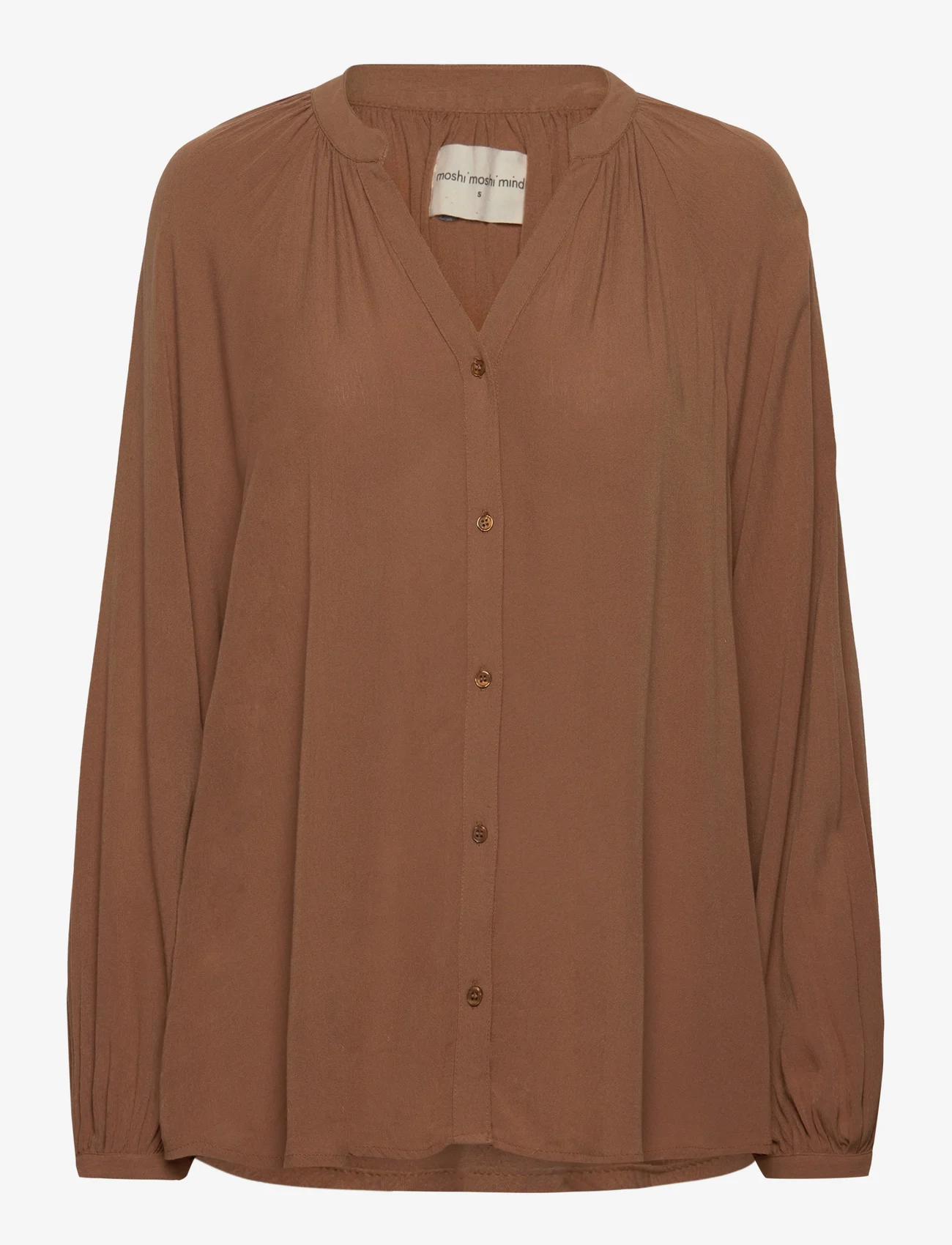 Moshi Moshi Mind - harmony shirt crepe - bluzki z długimi rękawami - camel - 0
