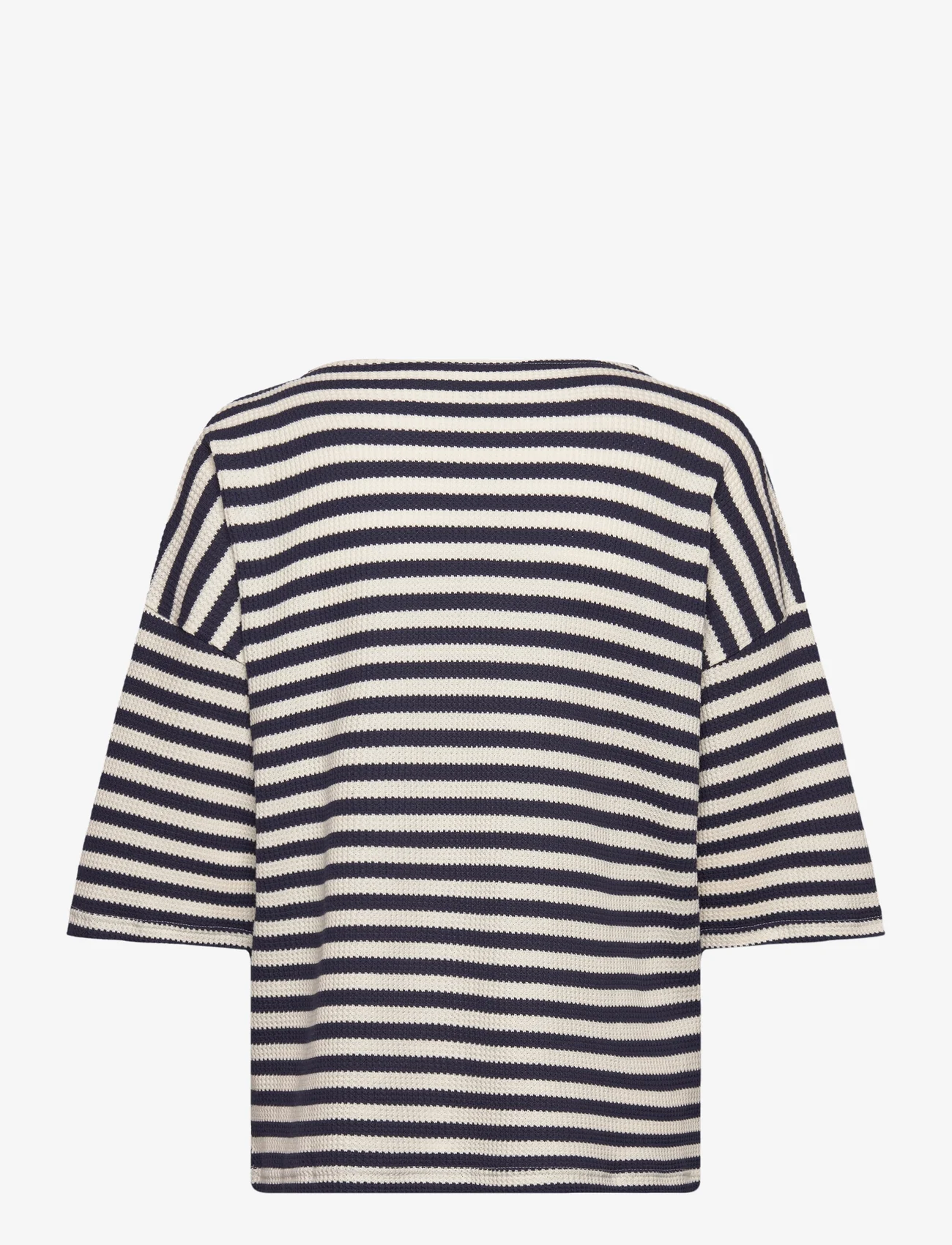 Moshi Moshi Mind - tulip tee stripe - t-shirts - ecru/navy - 1