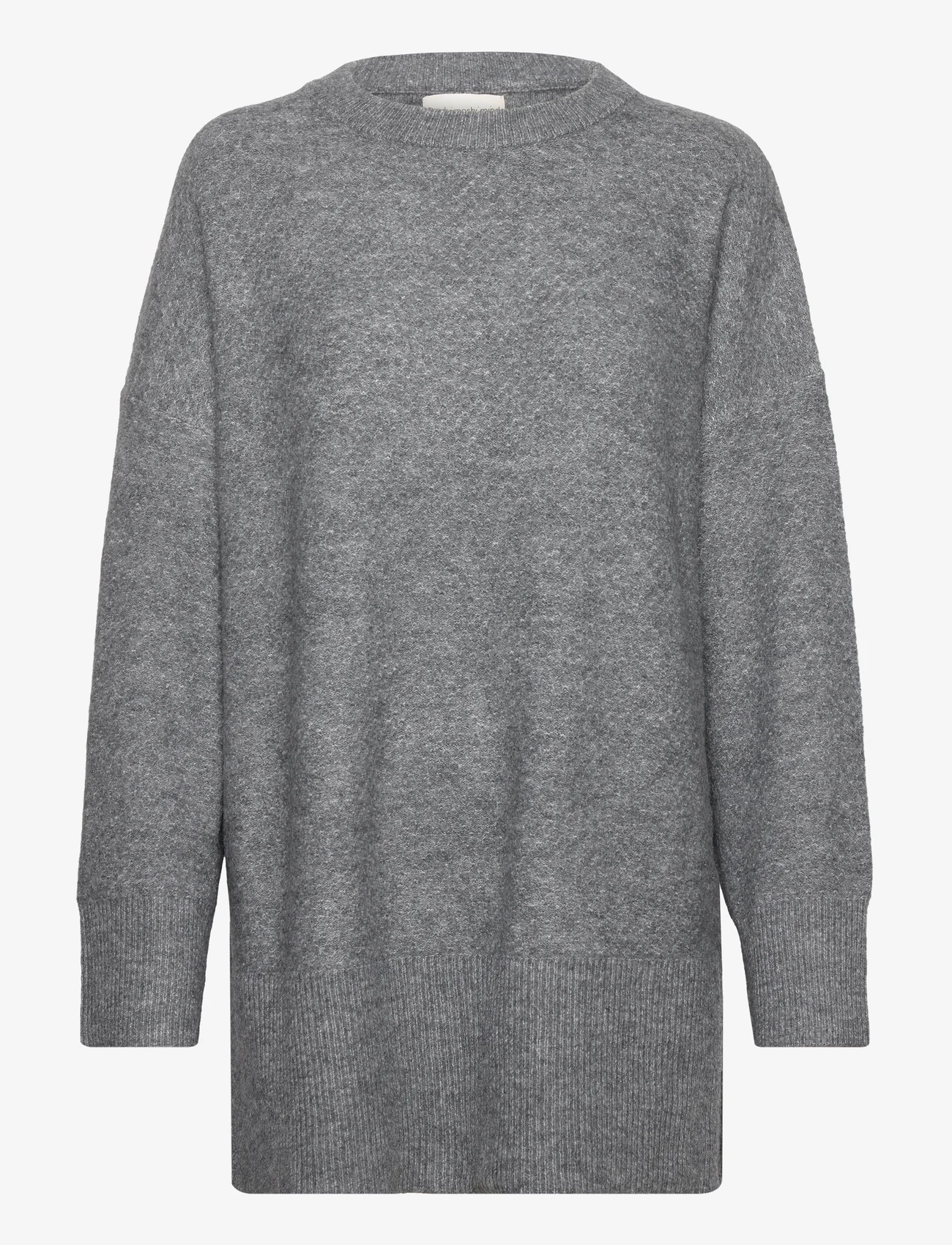 Moshi Moshi Mind - baia knit o-neck - swetry - dark grey melange - 0