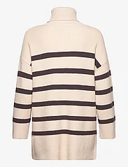 Moshi Moshi Mind - shadow knit stripe - džemperi ar augstu apkakli - sandshell / chocolate - 1