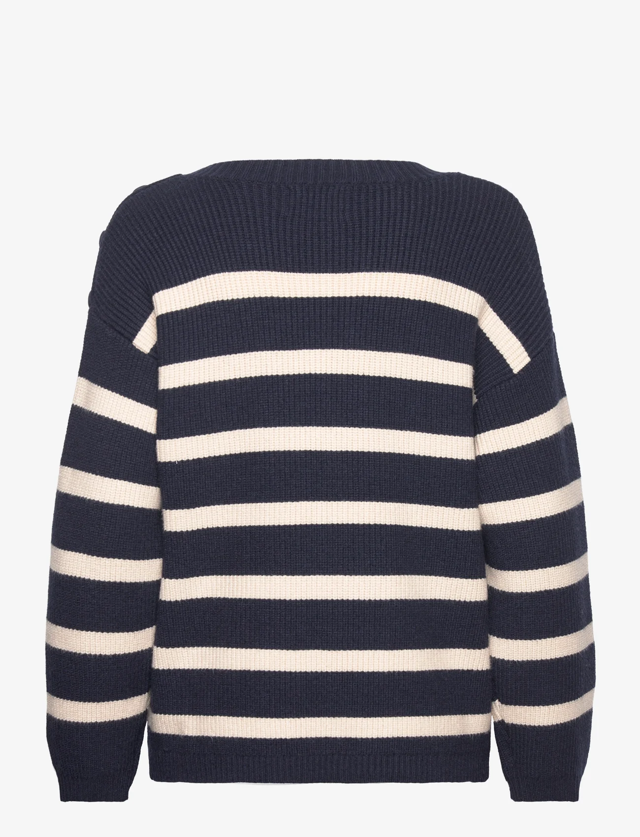 Moshi Moshi Mind - shade knit stripe - sweaters - dark navy / sandshell - 1