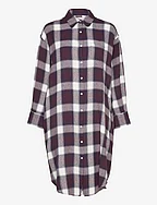 haven shirtdress check - ECRU / BURGUNDY / NAVY