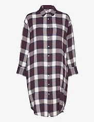 Moshi Moshi Mind - haven shirtdress check - skjortklänningar - ecru / burgundy / navy - 0