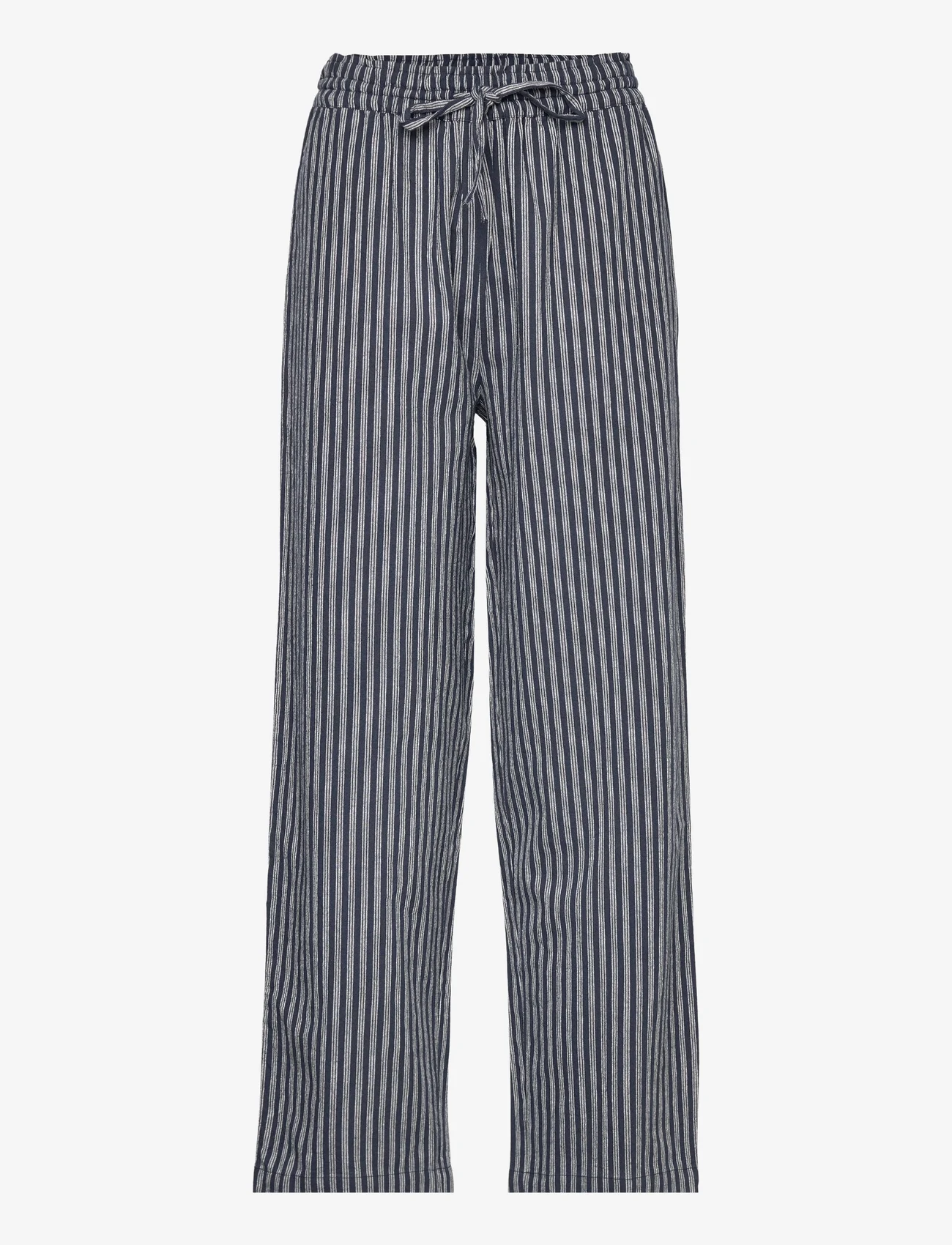 Moshi Moshi Mind - moon pants stripe hw - bikses ar taisnām starām - moonless / ecru - 0