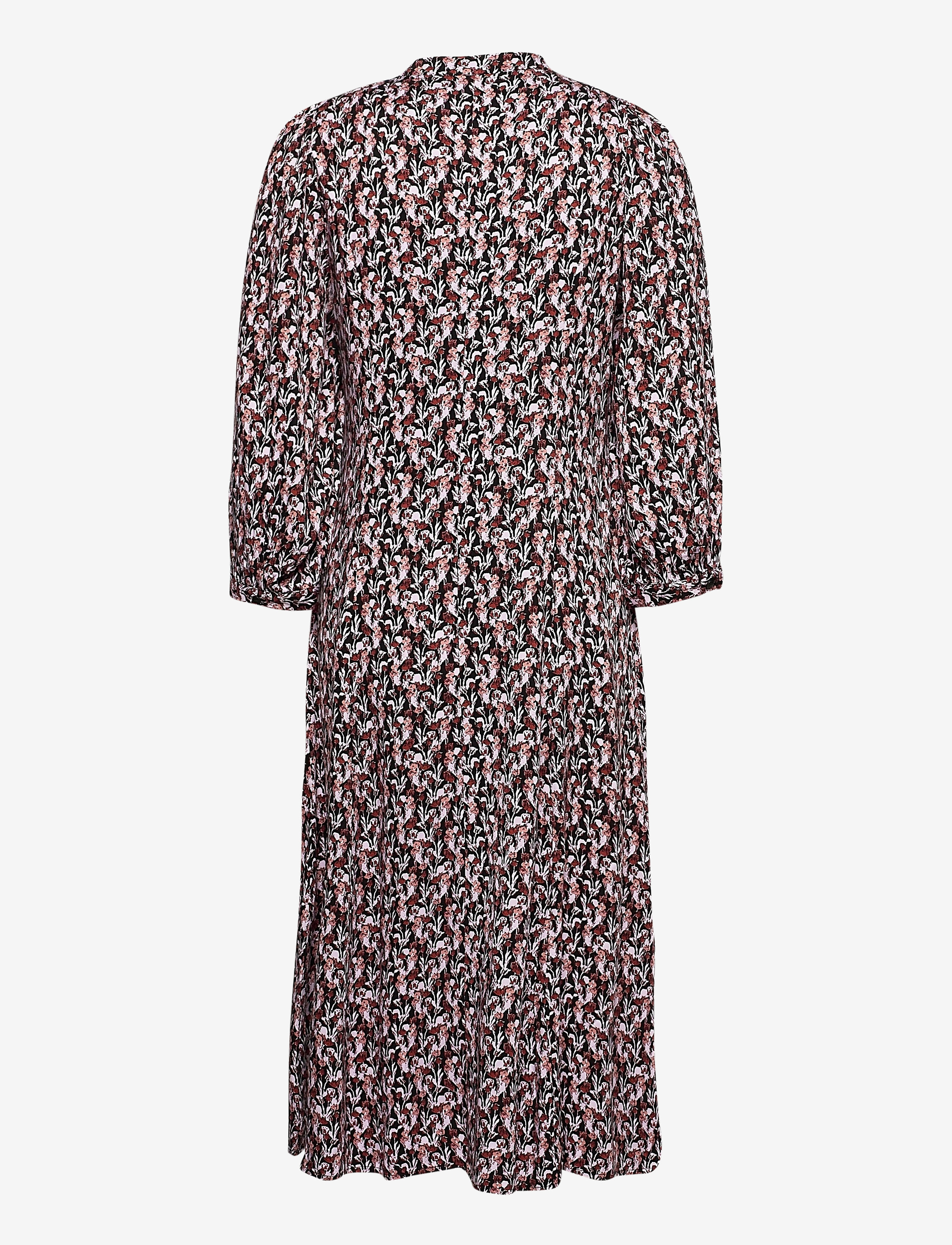 MSCH Copenhagen - Karola Raye 3/4 Dress AOP - skjortekjoler - blk lavender fl - 1