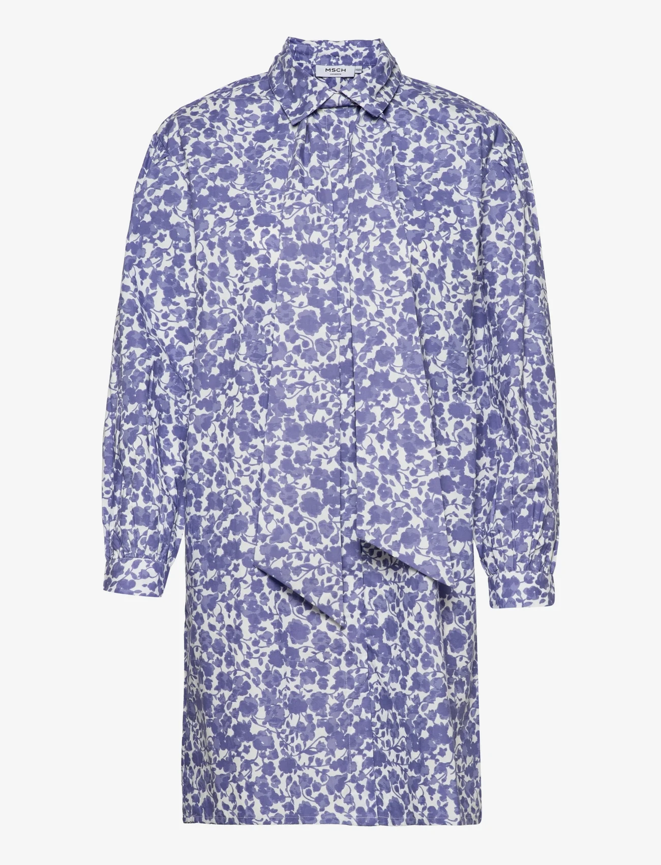 MSCH Copenhagen - Lenora Haddis LS Shirt Dress AOP - shirt dresses - ice blue flower - 0