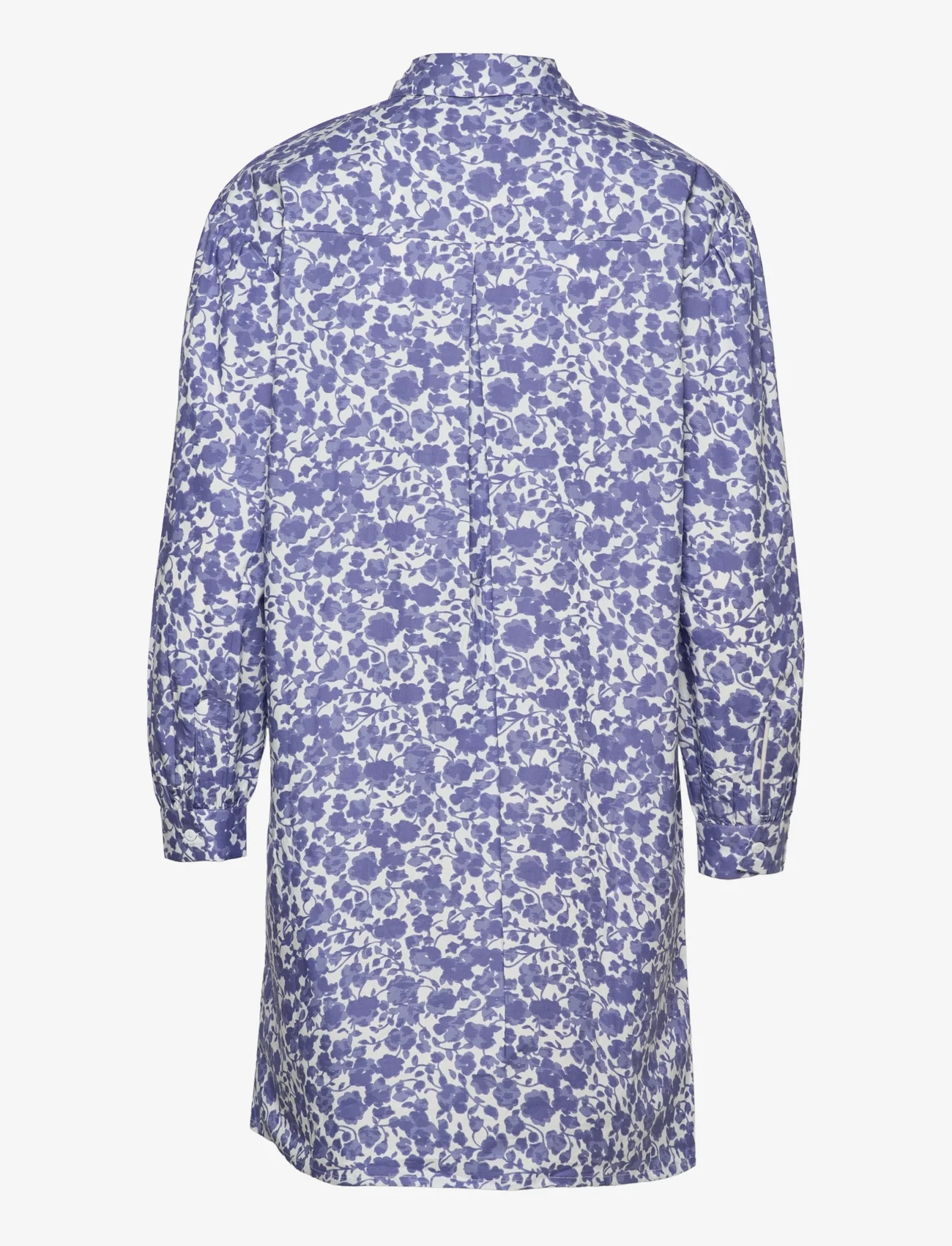 MSCH Copenhagen - Lenora Haddis LS Shirt Dress AOP - shirt dresses - ice blue flower - 1