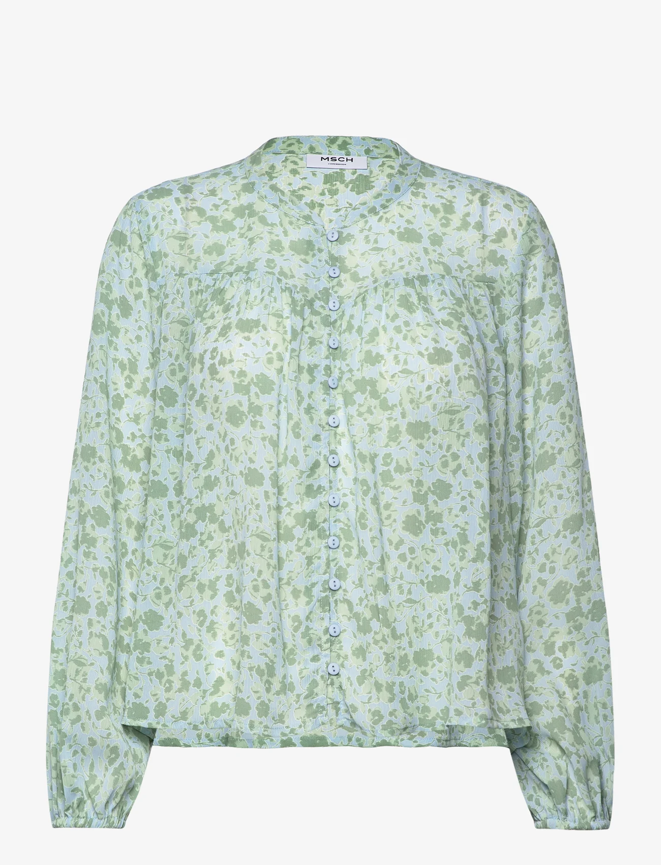 MSCH Copenhagen - Jasia Rikkelie Shirt AOP - langermede bluser - f green flower - 0