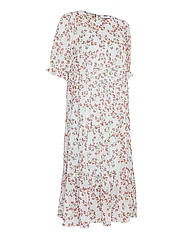 MSCH Copenhagen - MSCHSatina SS Dress AOP - summer dresses - pomegranate flw - 2
