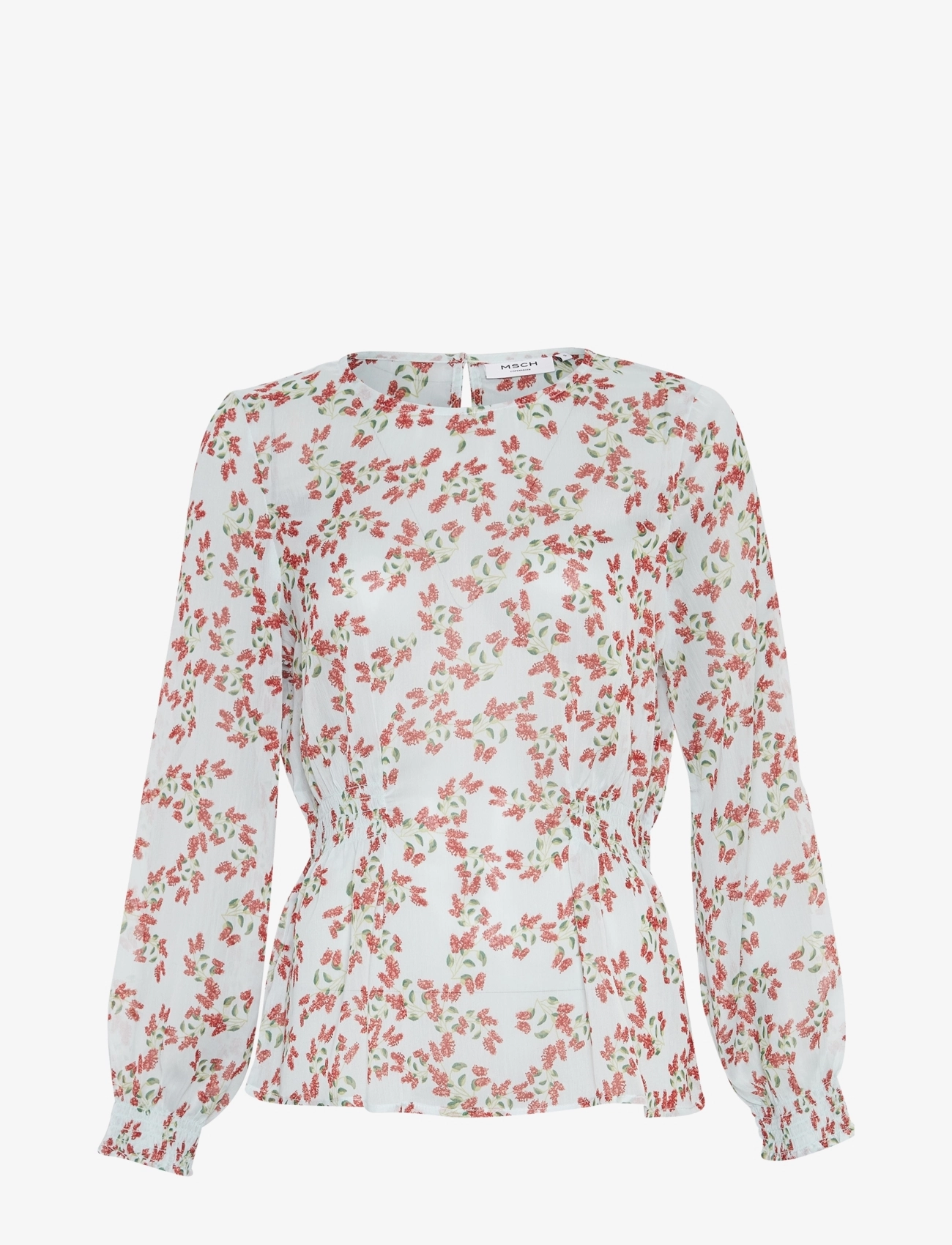 MSCH Copenhagen Mschsatina Top Aop, XS, Blouses, Blau - Long-sleeved, Frauen