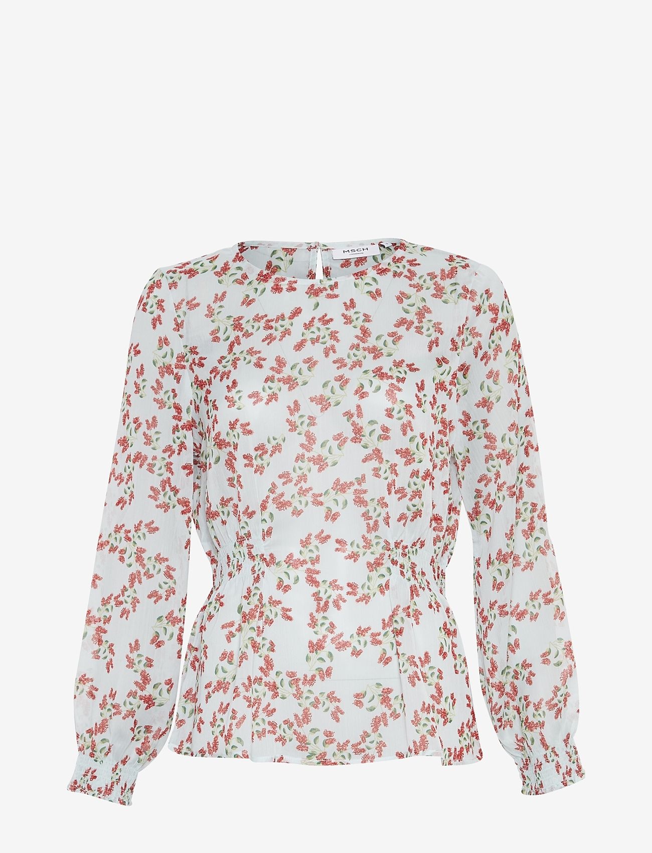 MSCH Copenhagen - MSCHSatina Top AOP - langärmlige blusen - pomegranate flw - 0