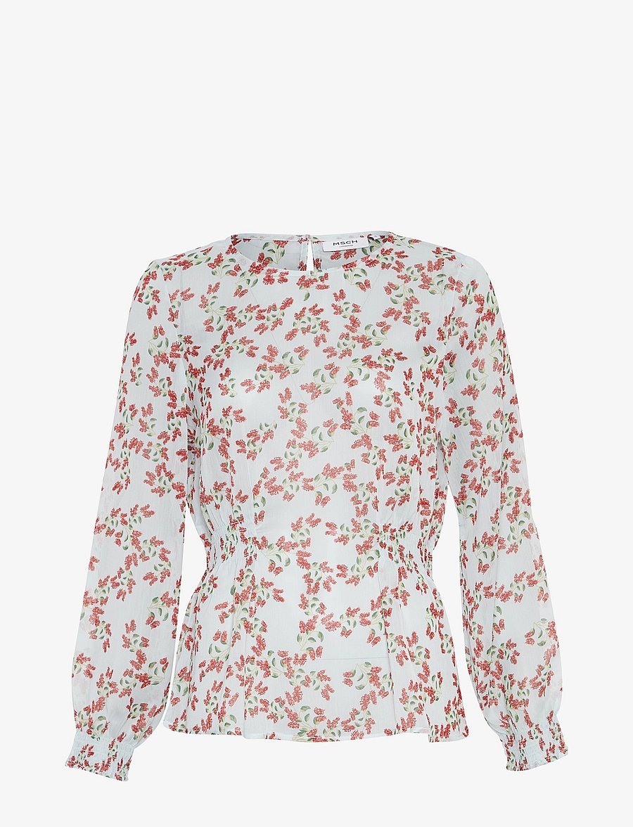 MSCH Copenhagen - MSCHSatina Top AOP - langærmede bluser - pomegranate flw - 0