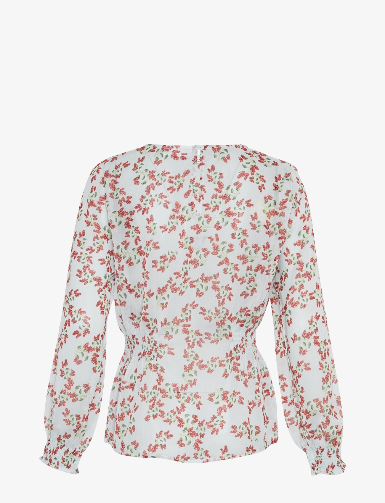 MSCH Copenhagen - MSCHSatina Top AOP - long sleeved blouses - pomegranate flw - 1