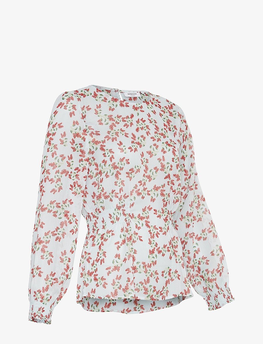 MSCH Copenhagen - MSCHSatina Top AOP - langærmede bluser - pomegranate flw - 2