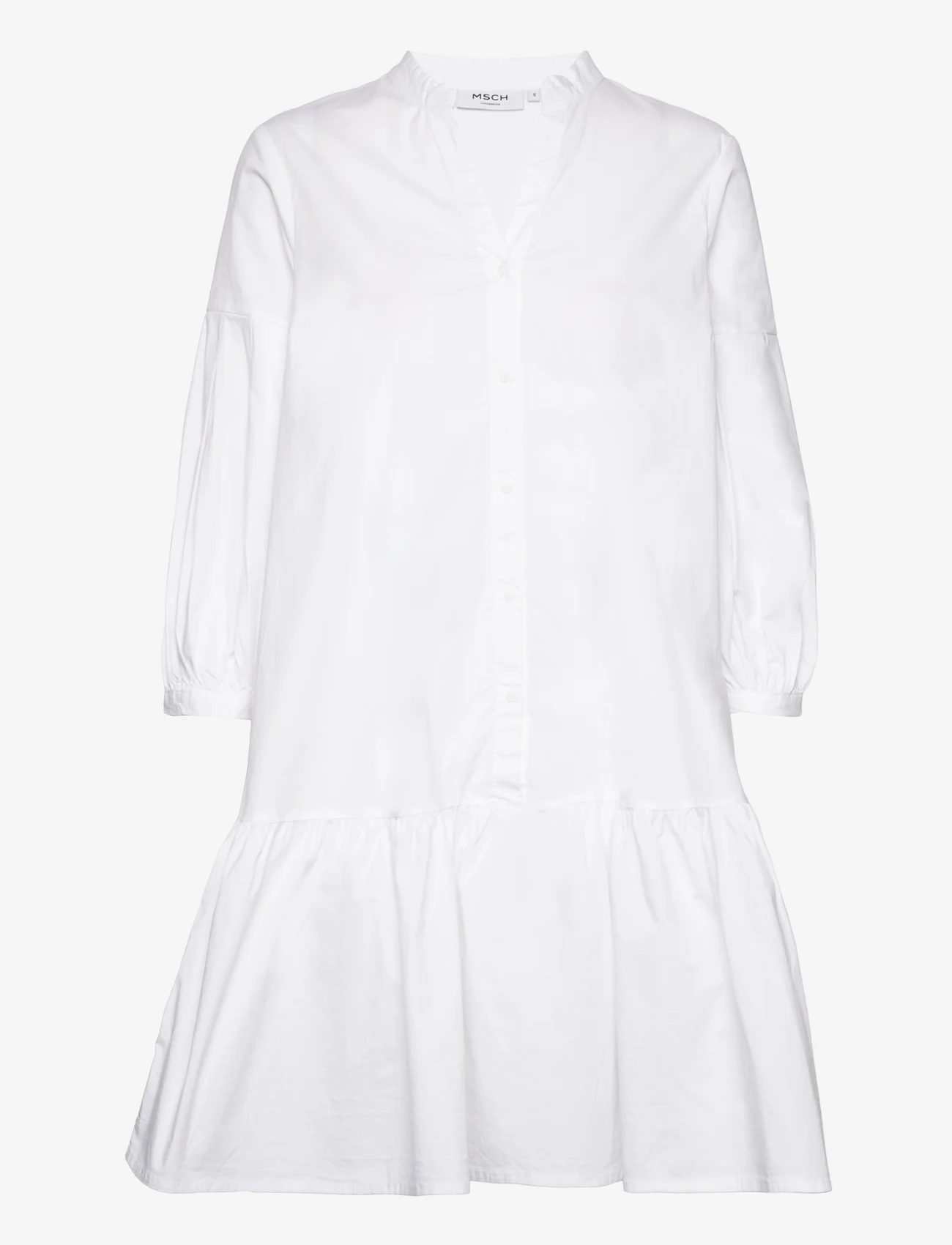 MSCH Copenhagen - MSCHLynella Cenilla 3/4 Dress - hemdkleider - bright white - 0