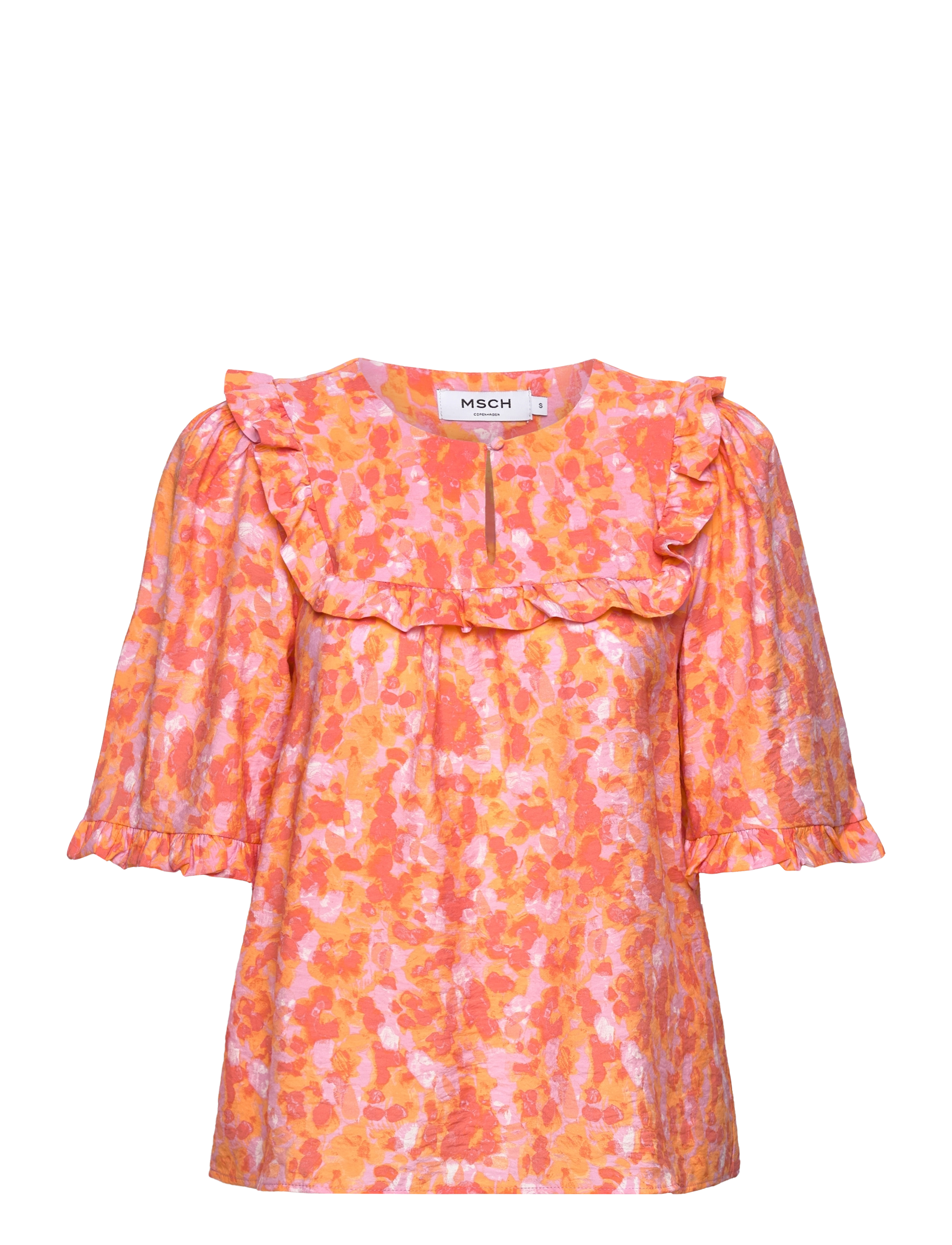 MSCH Copenhagen Mschtaila 2/4 Top Aop, Kvinder, Flæsetop, Orange, Str: XS