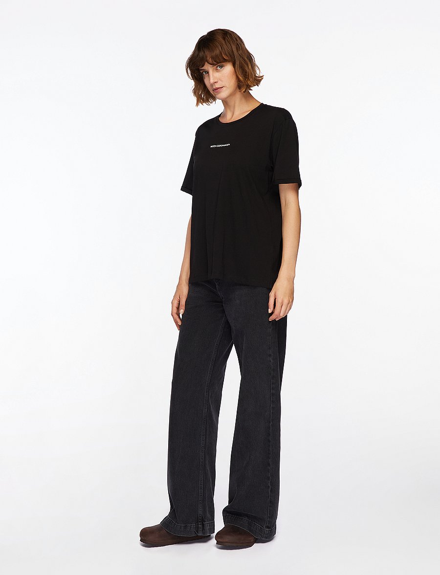 MSCH Copenhagen - MSCHTerina Organic Small Logo Tee - t-shirts - black/white - 3
