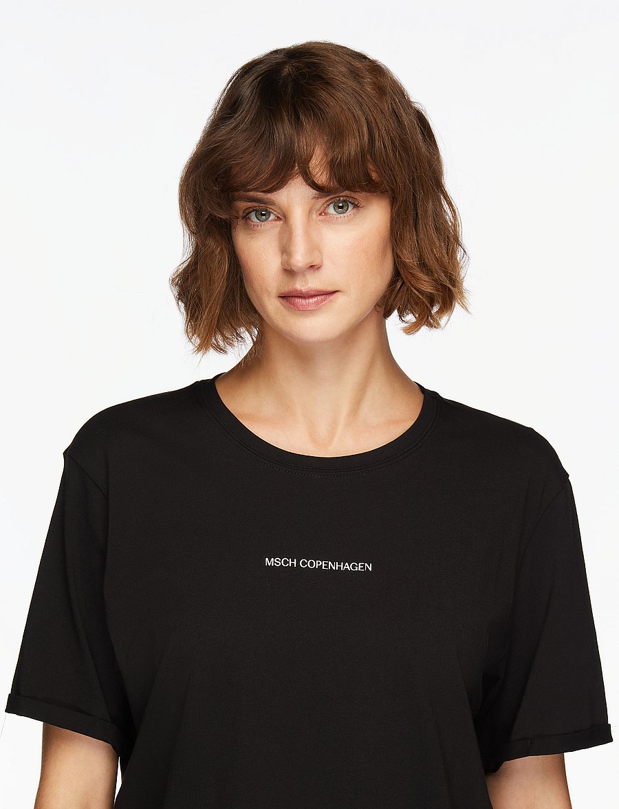 MSCH Copenhagen - MSCHTerina Organic Small Logo Tee - t-shirts - black/white - 5