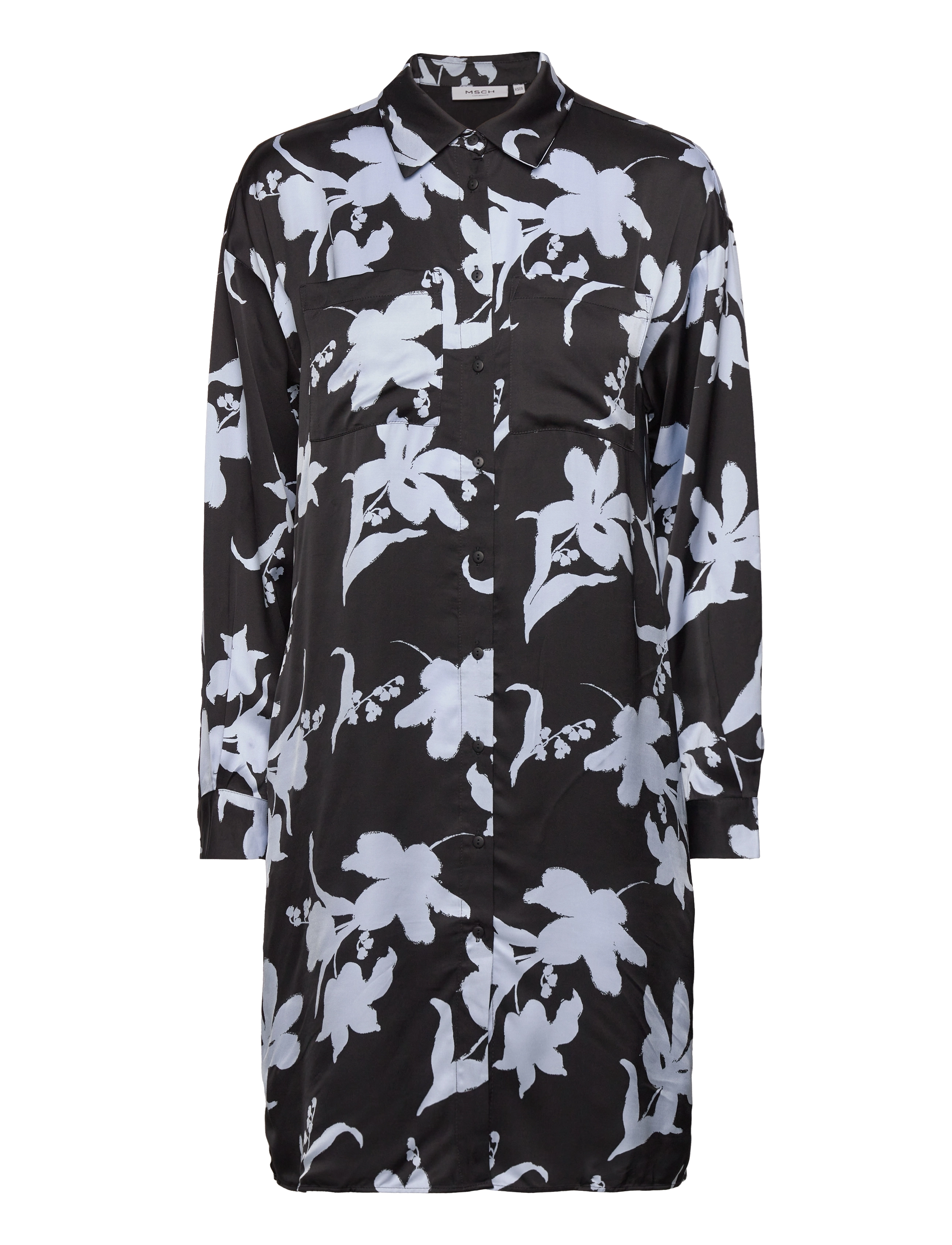 MSCH Copenhagen MSCHIrida Shirt Dress AOP - Riided - CHAMB BLUE FLW / black