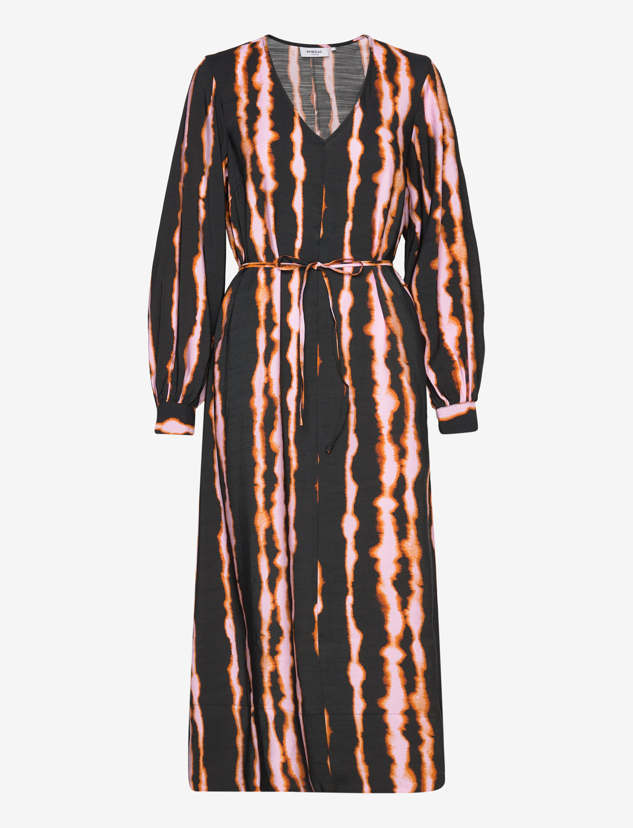 MSCH Copenhagen - MSCHSelfrida Dilvera V Neck Dress AOP - midikleider - g ochre stroke - 0