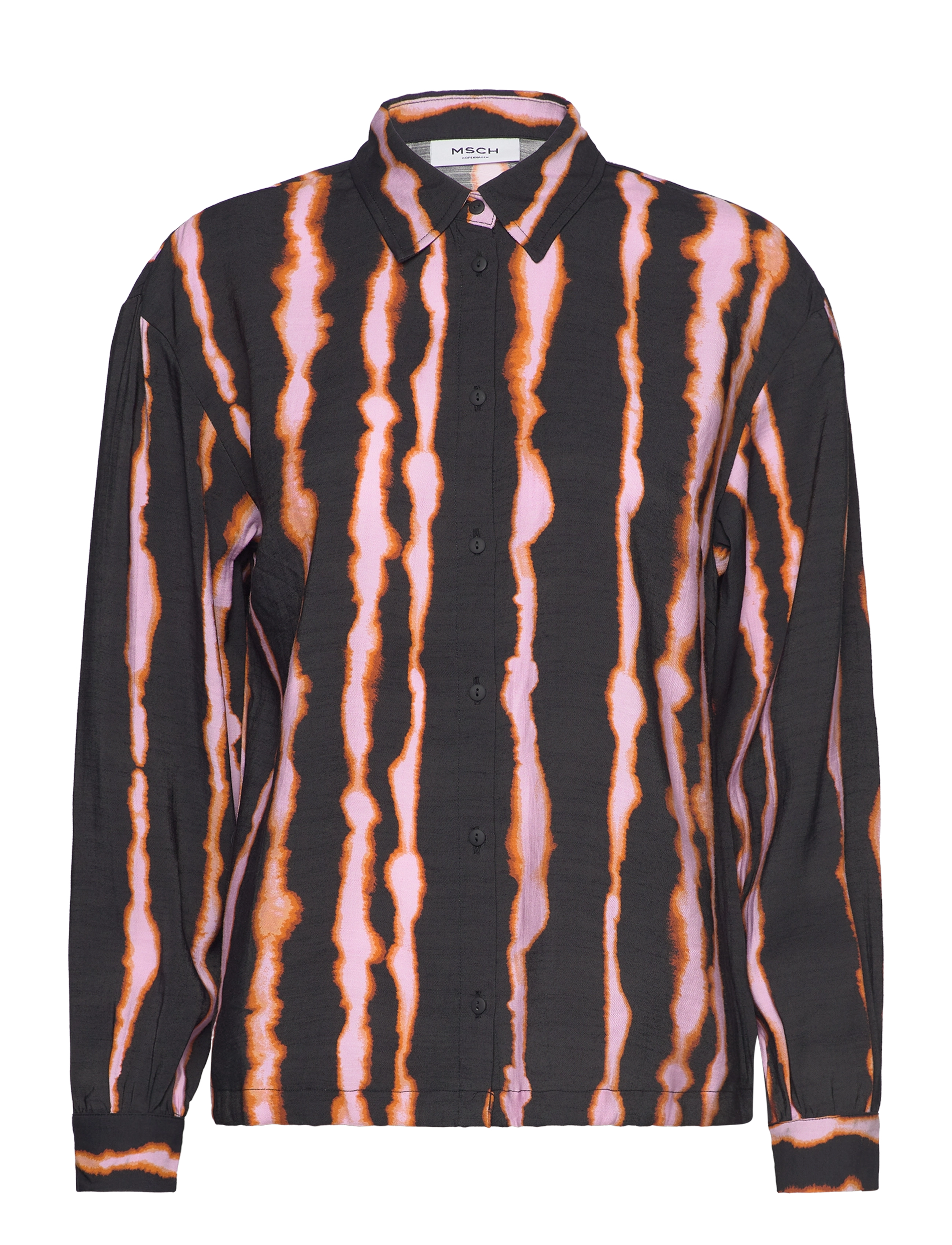 MSCH Copenhagen MSCHSelfrida Dilvera Shirt AOP - MSCH Copenhagen - G OCHRE STROKE / black