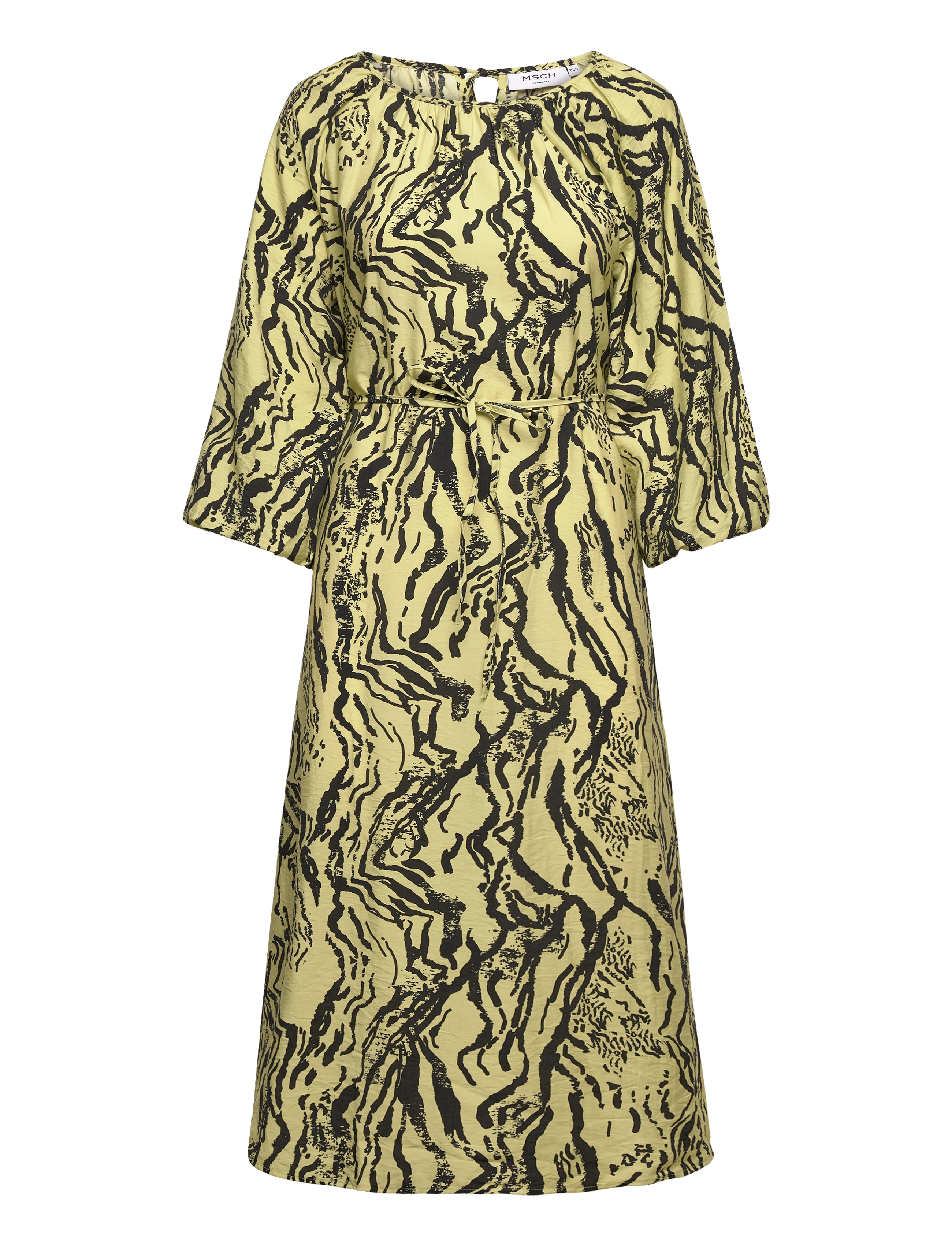 MSCH Copenhagen MSCHTheresia Taila 3/4 Dress AOP - Suknelės - BEECHNUT STROK / yellow