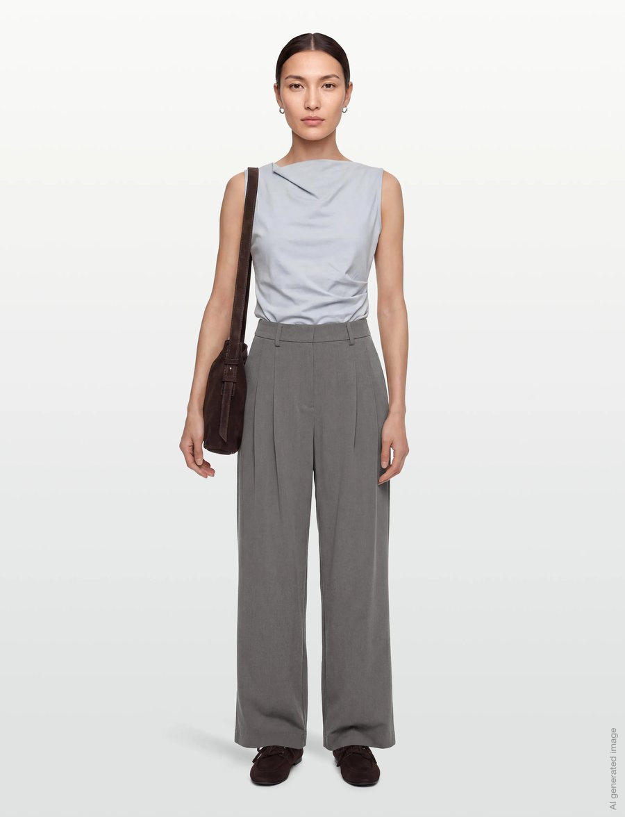 MSCH Copenhagen - MSCHHenrika HW Pants - kostymbyxor - grey melange - 0