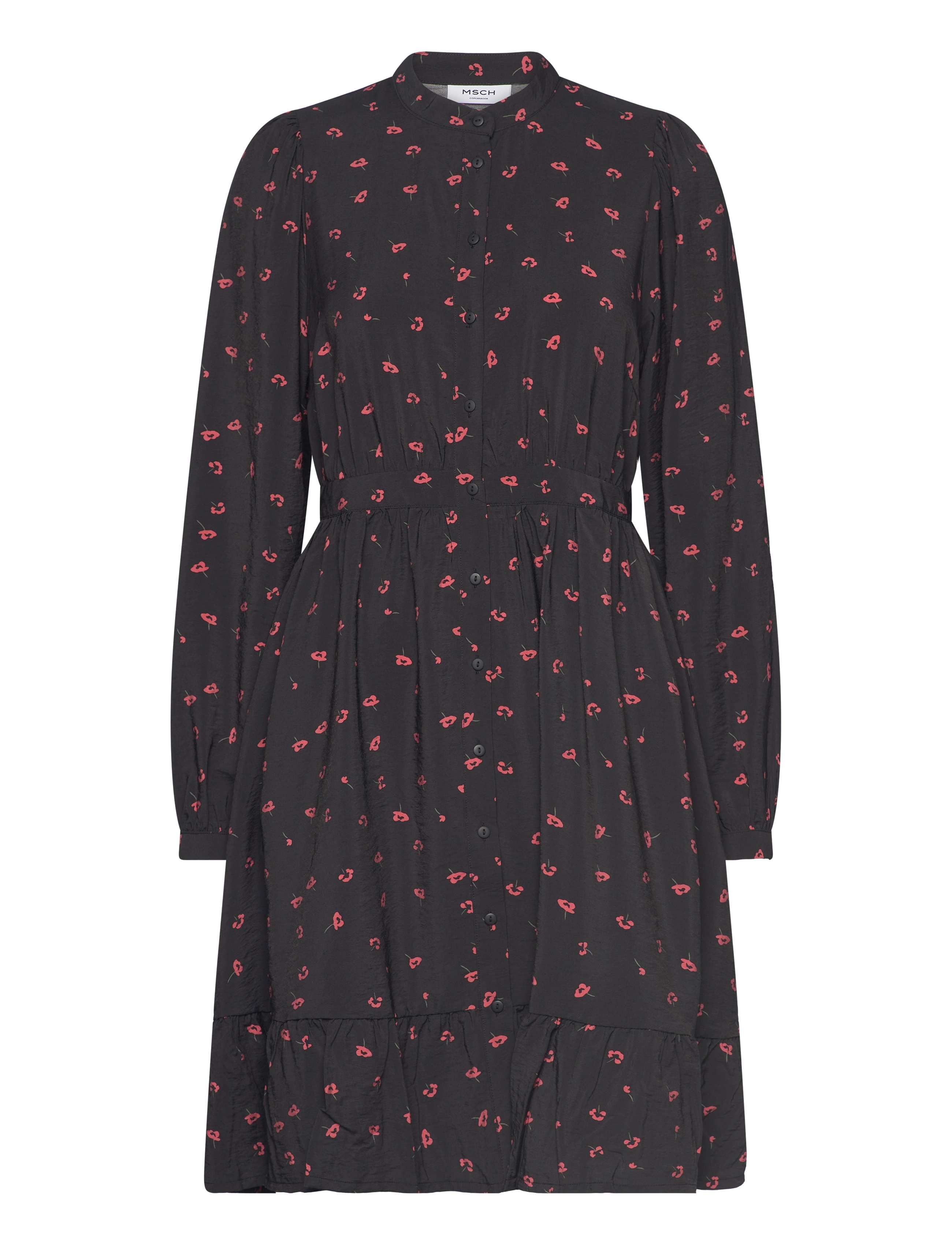 MSCH Copenhagen MSCHVinaya Ladonna Shirt Dress AOP - Riided - BLACK FLOWER / black