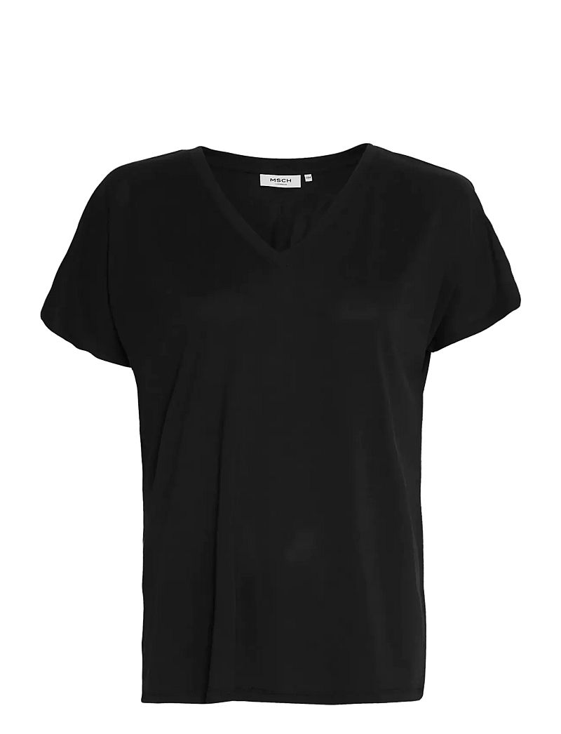 MSCH Copenhagen - MSCHFenya Modal V Neck Tee - stuttermarbolir og toppar - black - 0