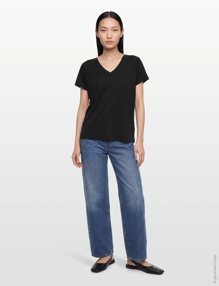 MSCH Copenhagen - MSCHFenya Modal V Neck Tee - t-shirts - black - 0