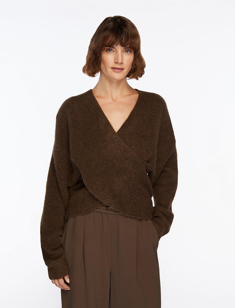 MSCH Copenhagen - MSCHZinelle Hope Wrap Pullover - tröjor - slate black mel - 0