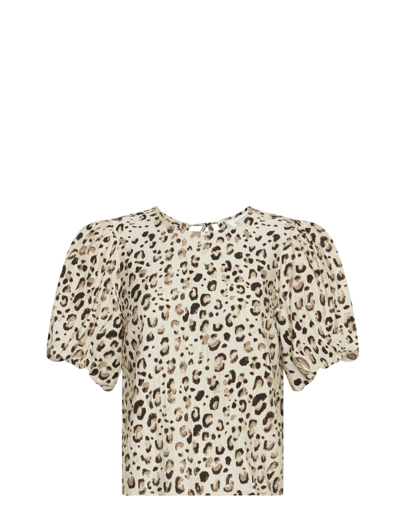 MSCH Copenhagen Mschalyona Vlora 2/4 Top Aop, Kvinder, Puffærmet Top Med Leopardprint, Cream, Str: M
