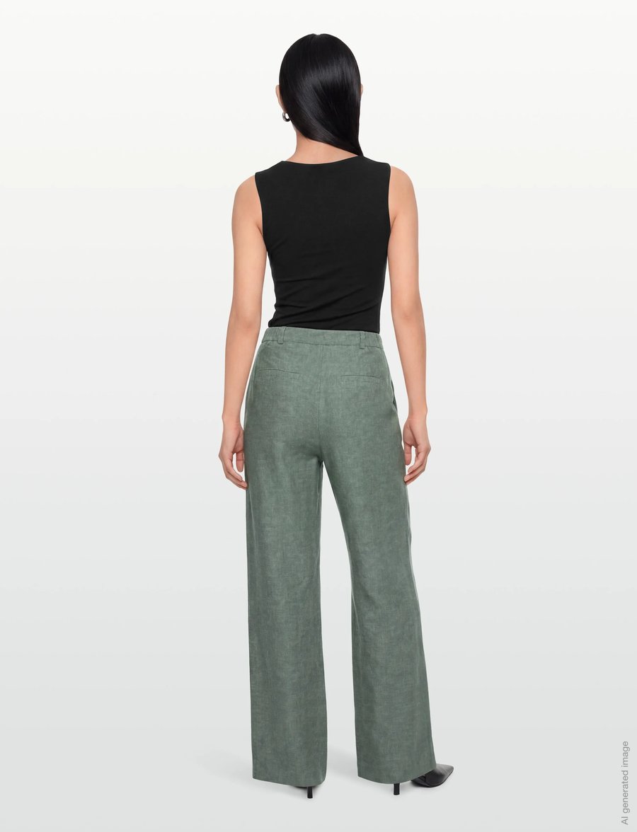 MSCH Copenhagen - MSCHPennie Ginia HW Pants - linnebyxor - laurel w mel - 4