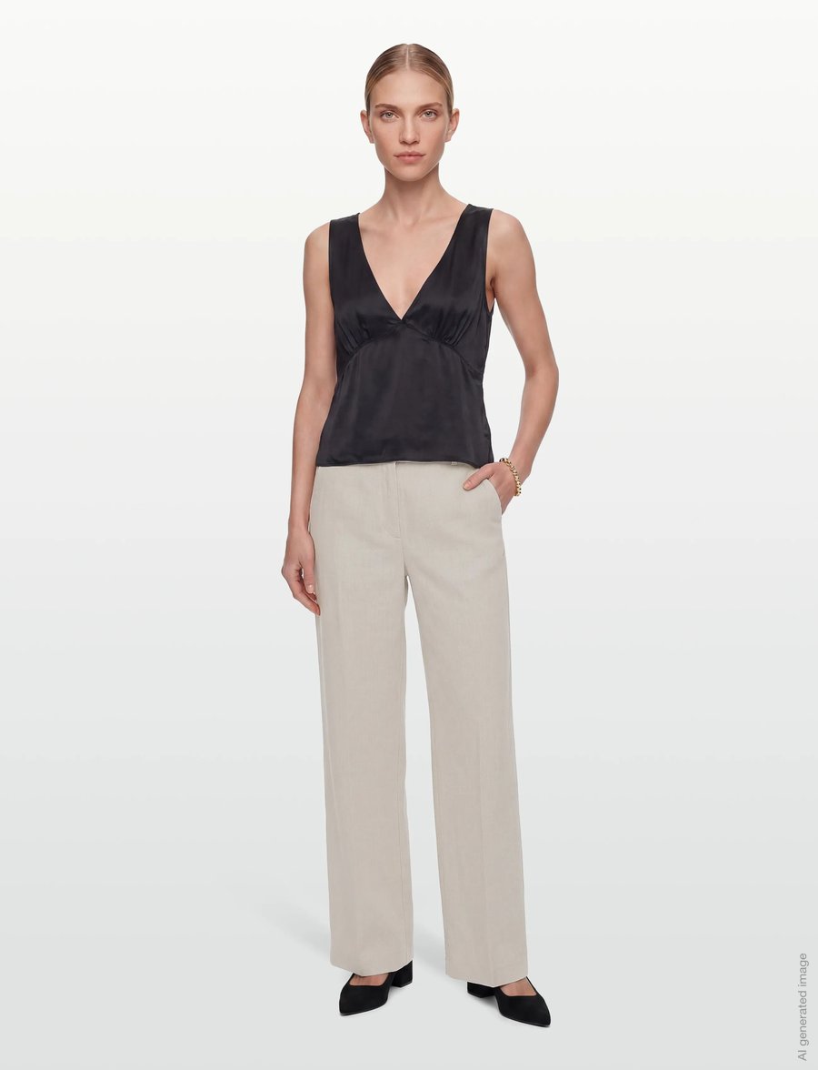 MSCH Copenhagen - MSCHPennie Ginia HW Pants - leinenhosen - sand melange - 0