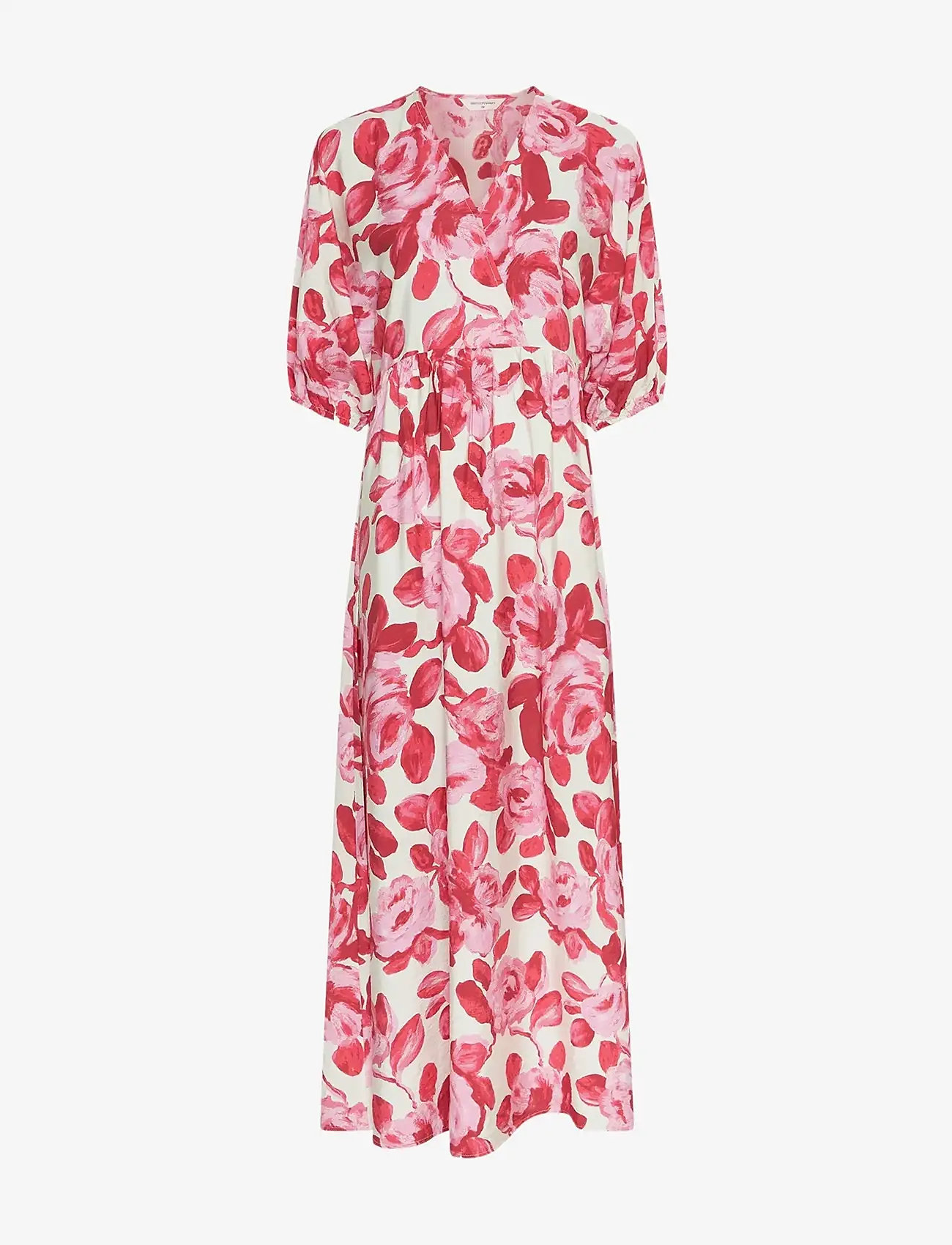 MSCH Copenhagen - MSCHEdrina 2/4 Dress AOP - midi dresses - red rose flower - 0