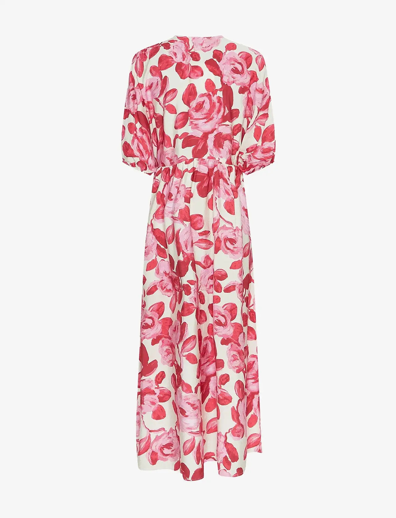 MSCH Copenhagen - MSCHEdrina 2/4 Dress AOP - midi dresses - red rose flower - 1