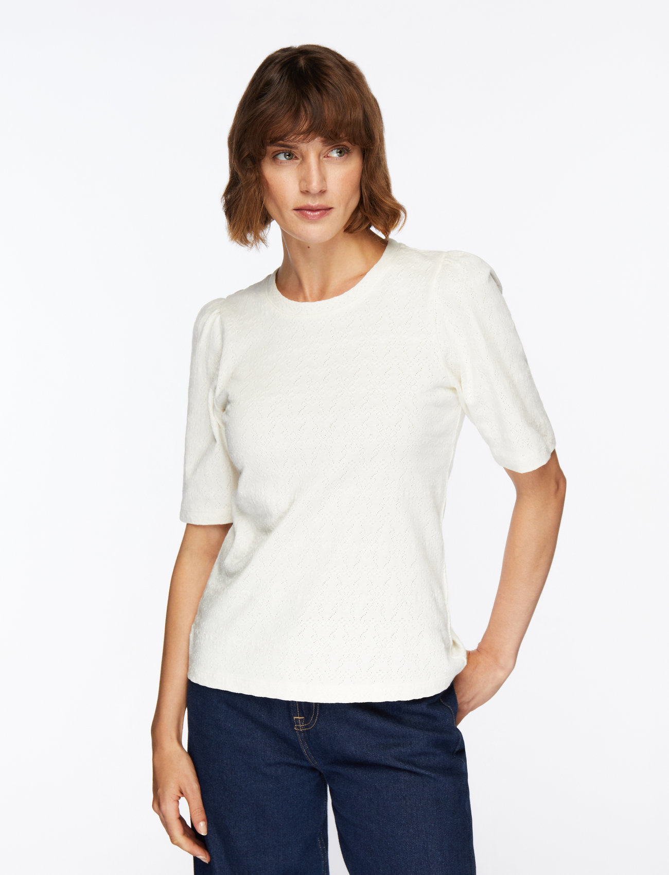 MSCH Copenhagen - MSCHElmira Puff Tee - t-shirts - egret - 0