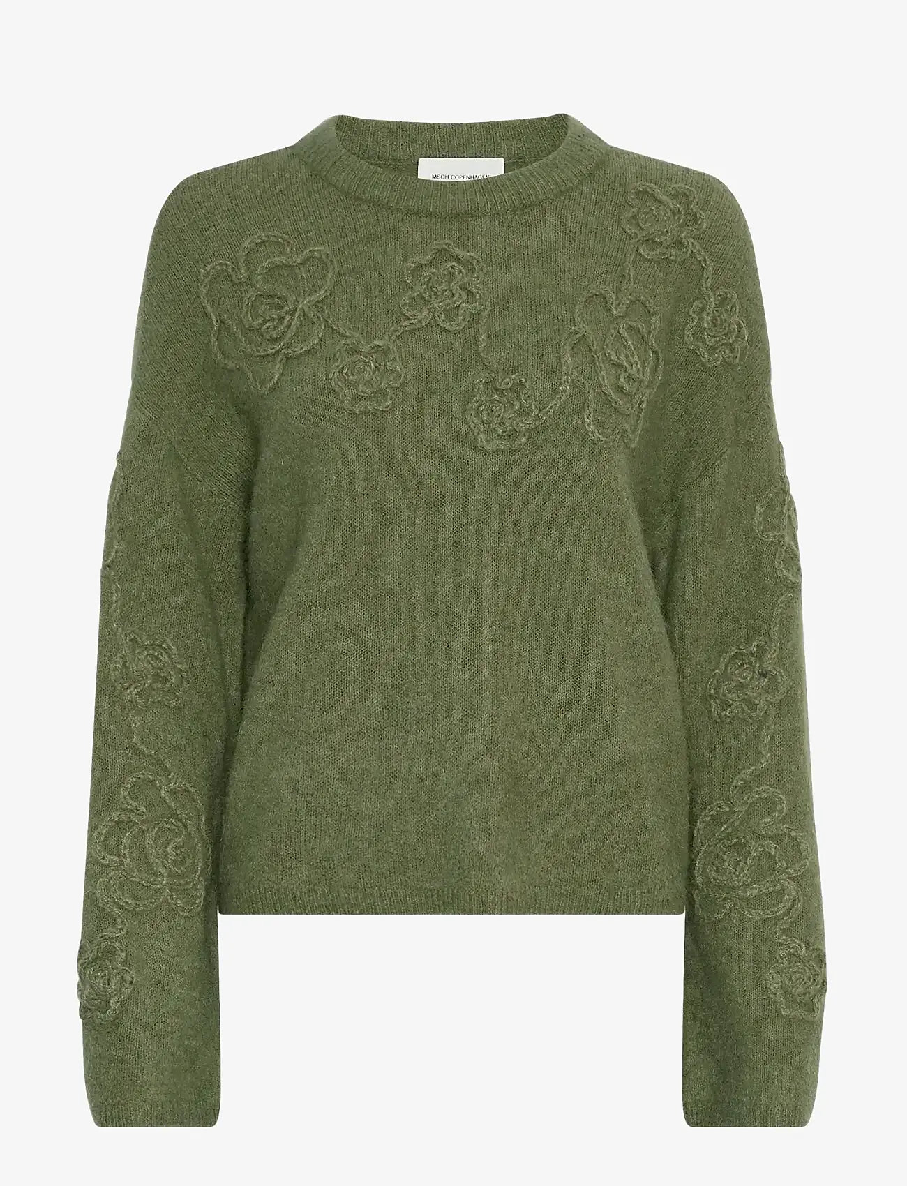 MSCH Copenhagen - MSCHMiabelle Hope Pullover EMB - trøjer - olivine/flower - 0