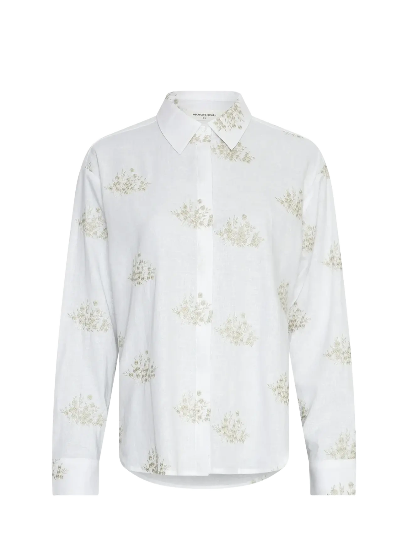 MSCH Copenhagen Mschryan Conella Shirt Emb, M/L, White, Skjorter > Langærmede, Dame