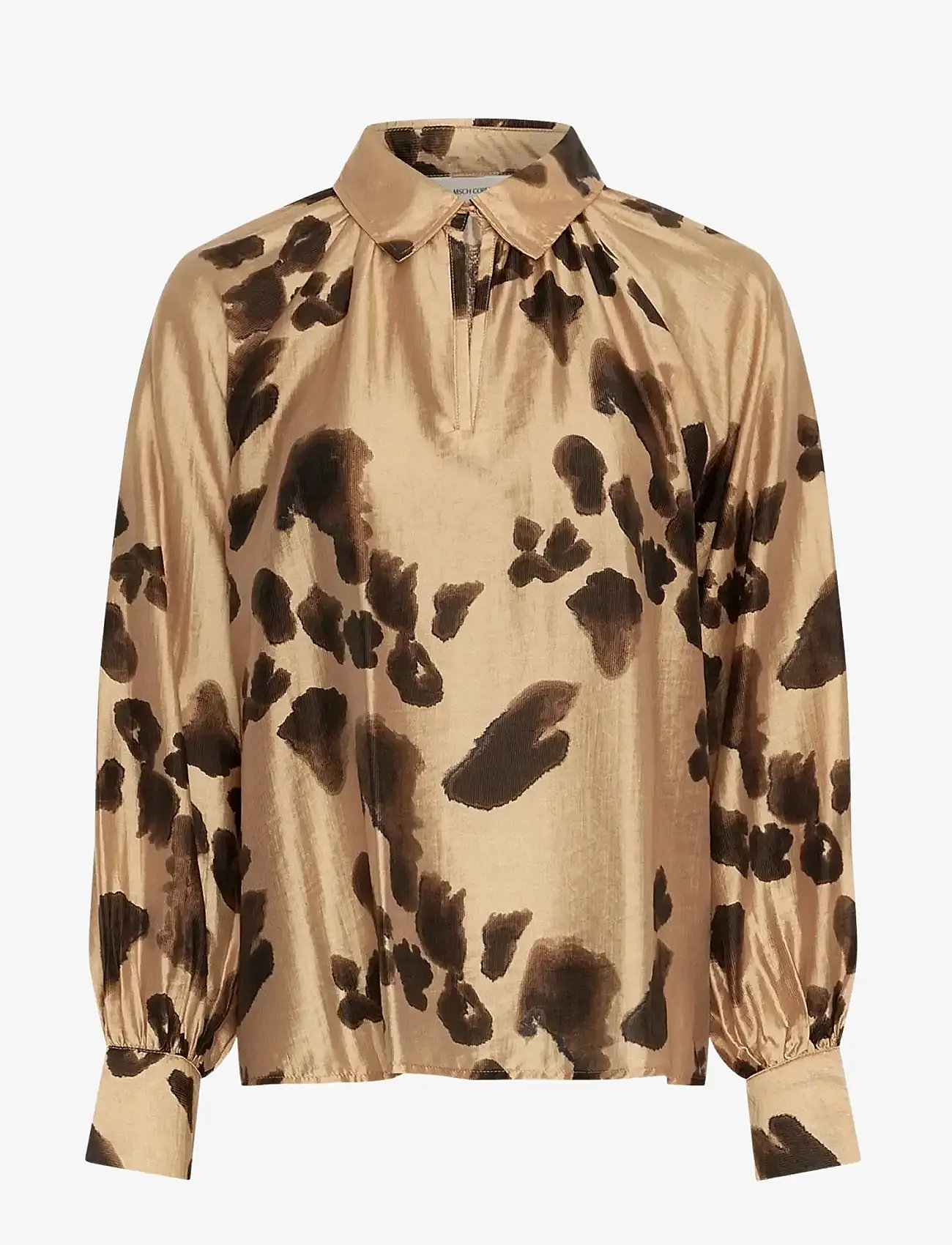 MSCH Copenhagen - MSCHNilla Romina Top AOP - long-sleeved shirts - iced coffee leo - 0