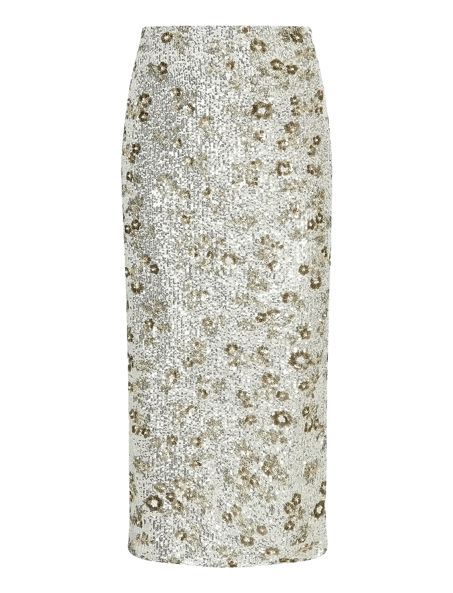 MSCH Copenhagen - MSCHMagnolia HW Skirt EMB - pailletten-röcke - silver/t coco - 0