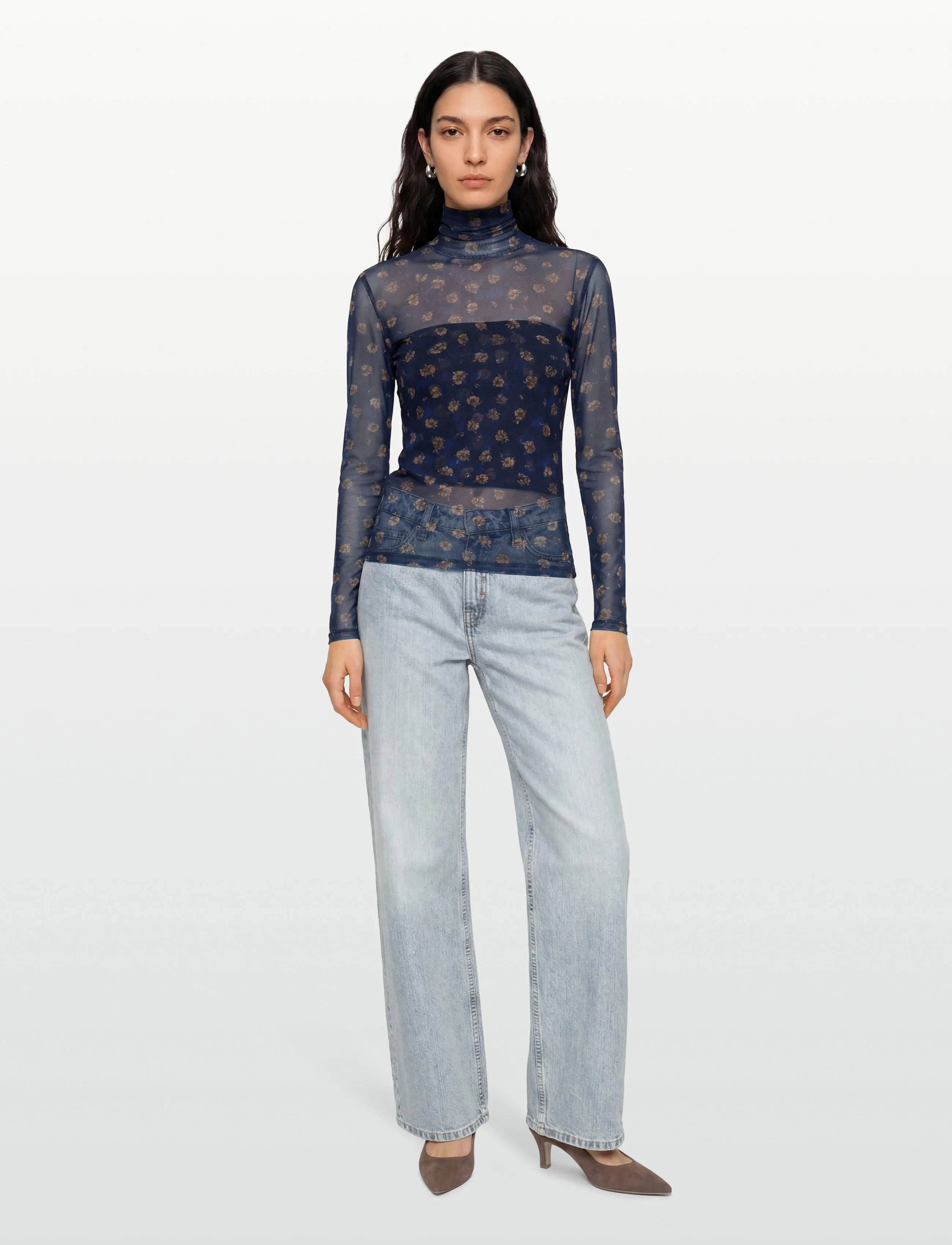 MSCH Copenhagen Mschginie Illenora Ls Top Aop, XS/S, Blue, T-Shirts & Toppe > Langærmede, Dame