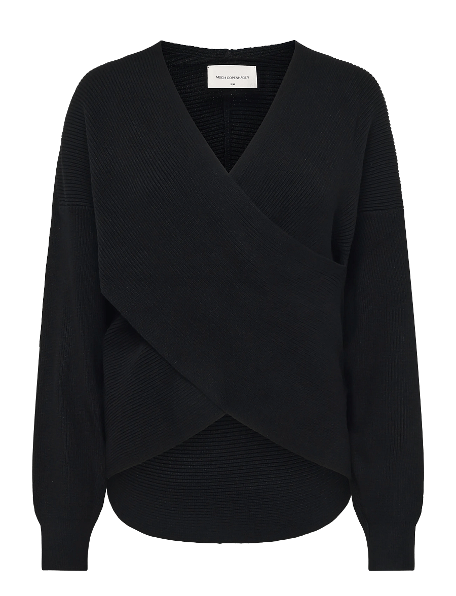 MSCH Copenhagen - MSCHZinelle Rachelle Wrap Pullover - stickade tröjor - black - 0