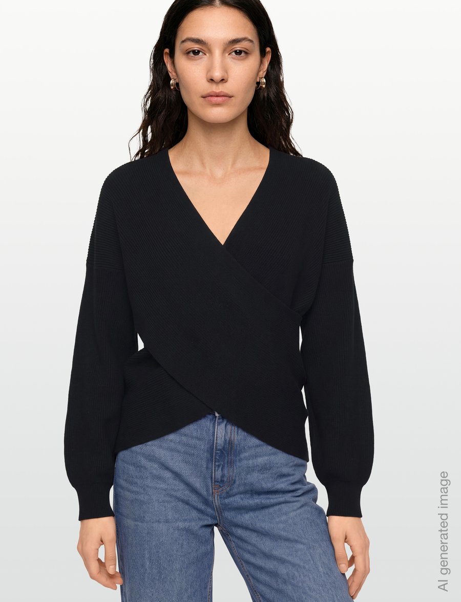 MSCH Copenhagen - MSCHZinelle Rachelle Wrap Pullover - stickade tröjor - black - 3
