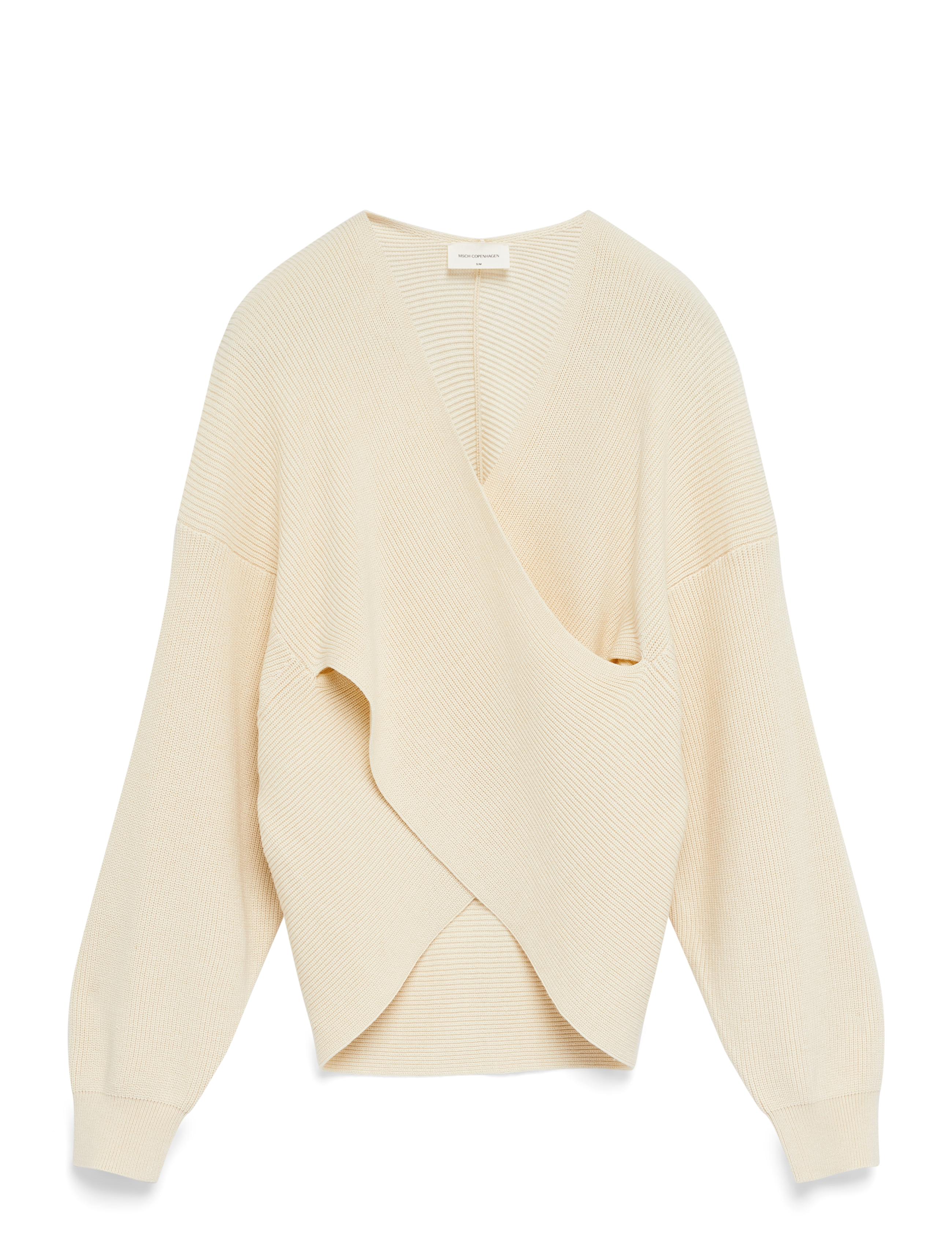 MSCH Copenhagen MSCHZinelle Rachelle Wrap Pullover - Transitional Layering - FOG MELANGE / cream